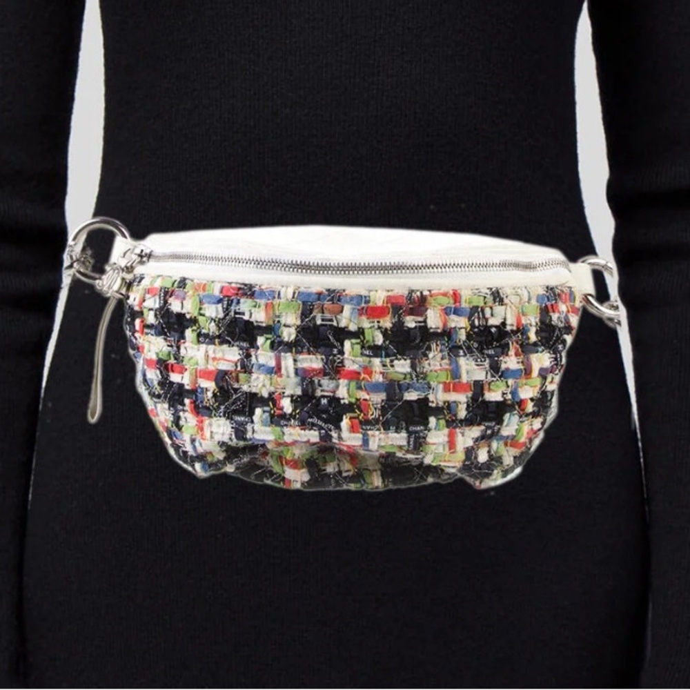 CHANEL Colorful Chain Crossbody Bag white tweed - Picture 10 of 11
